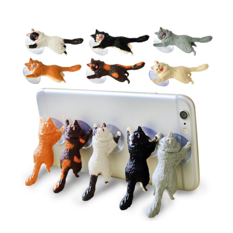 

Cell Phone Mounts & Holders Creative Cartoon Cat Mobile Sucker Novelty Fashion Universal Bracket Desktop Stand (White Cat)