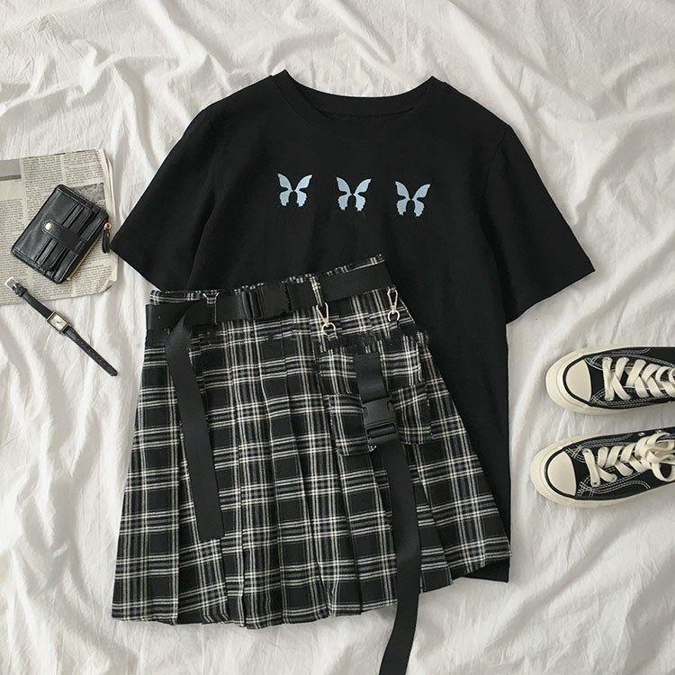 

Skirts Japanese Lolita Lattice Woman Kawaii Cute Harajuku Casual Pleated Femme Mini Skirt E Girl Plaid Gothic Clothes Cosplay, Black