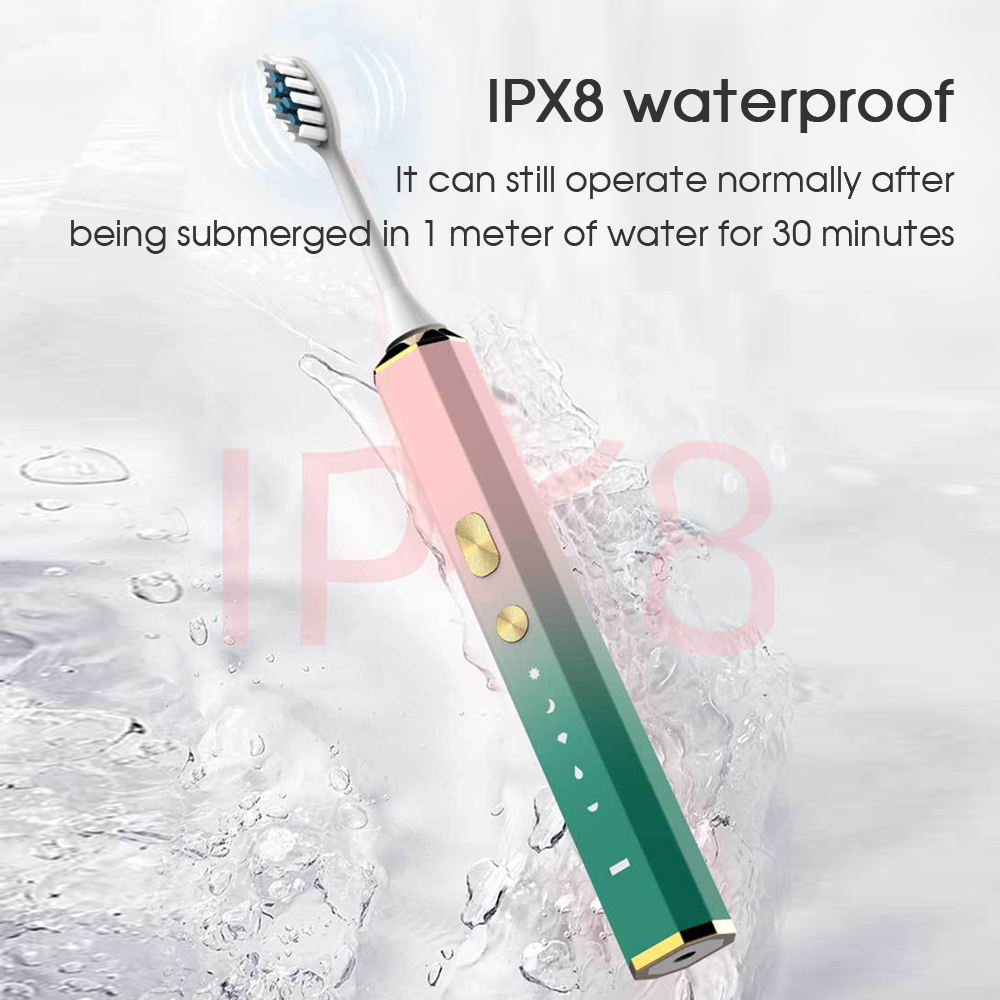 Oral Irrigators 5 Modes High Frequency Vibration Gum Massage Quiet IPX8 Waterproof DuPont Soft Bristles Smart Timer Electric Toothbrush-image-750432404