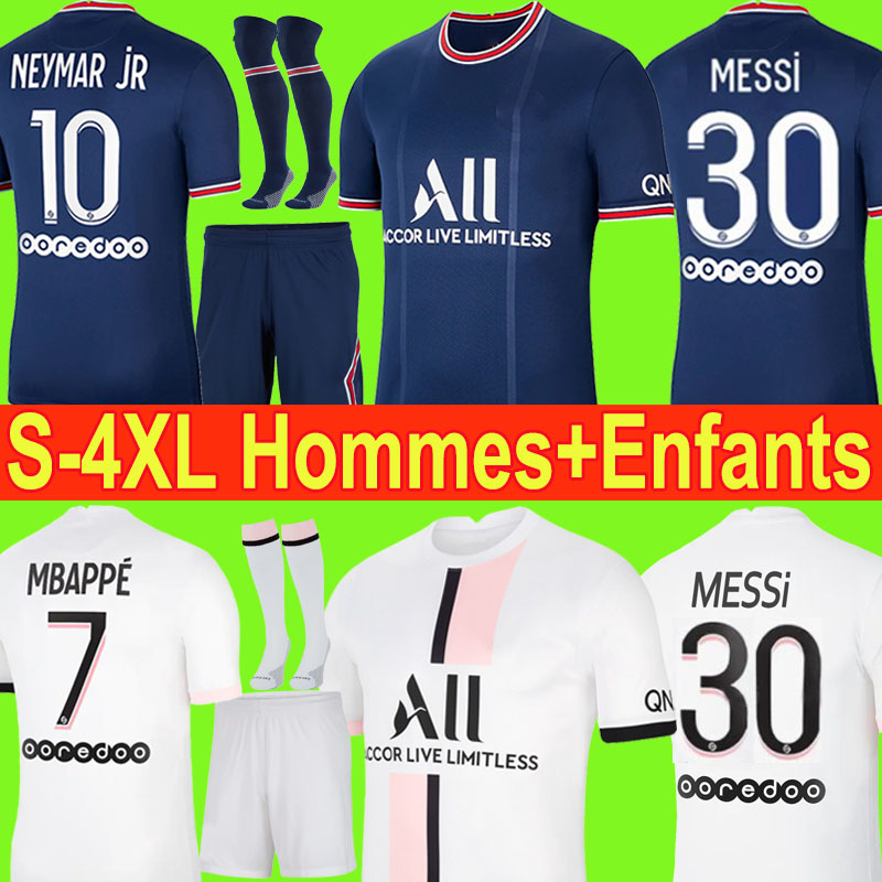 

S - 4XL MESSI MBAPPE soccer jersey 21 22 SERGIO RAMO HAKIMI Maillots de football shirt 2021 MARQUINHOS VERRATTI KIMPEMBE psGSoccer men kids kit hommes + enfants, P01 21 22 men home