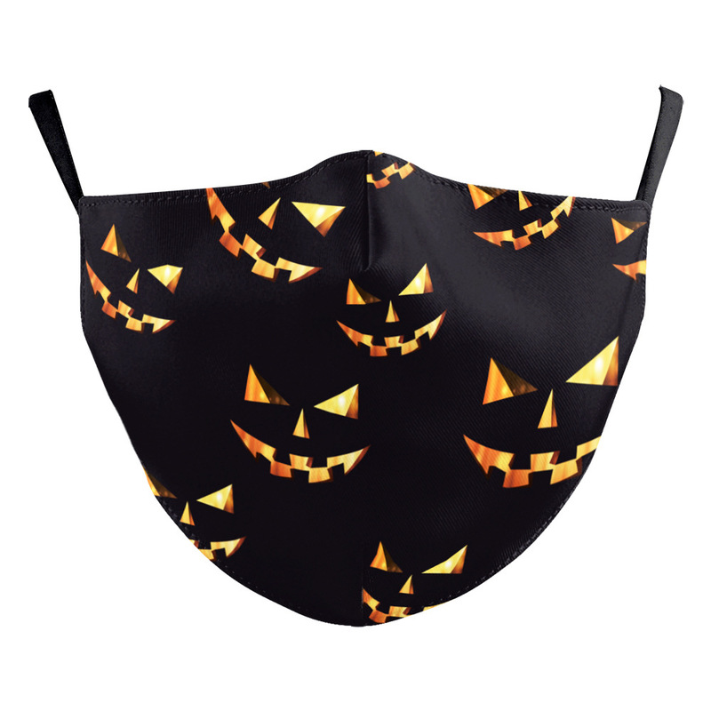 

halloween funny skull pattern printed masks (no filter) pack of 5 pieces comfortable hygiene reusable washable effective filtering dust