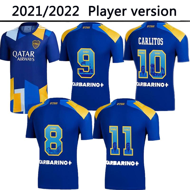 

21/22 Boca Player version Juniors DE ROSSI Soccer Jersey 2021 2022 away third TEVEZ CARLITOS MARADONA ROMAN Shirts SALVIO ABILA PAVON football Uniform