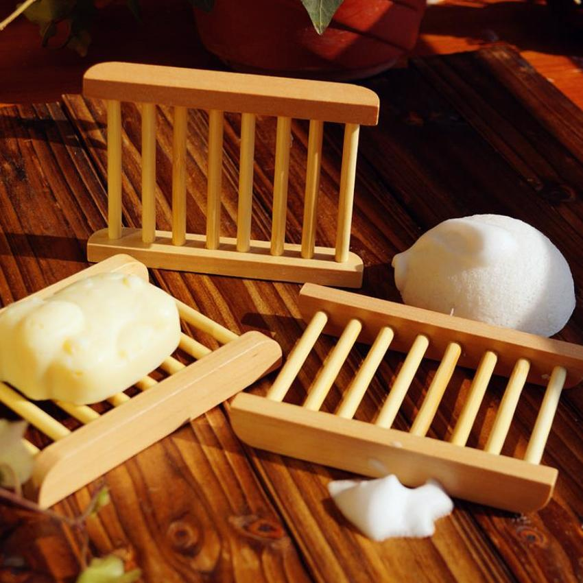 

Natural Wood Soap Dish Wooden Ladder Shape Ecological Degradable Home Storage Bathroom Accessories