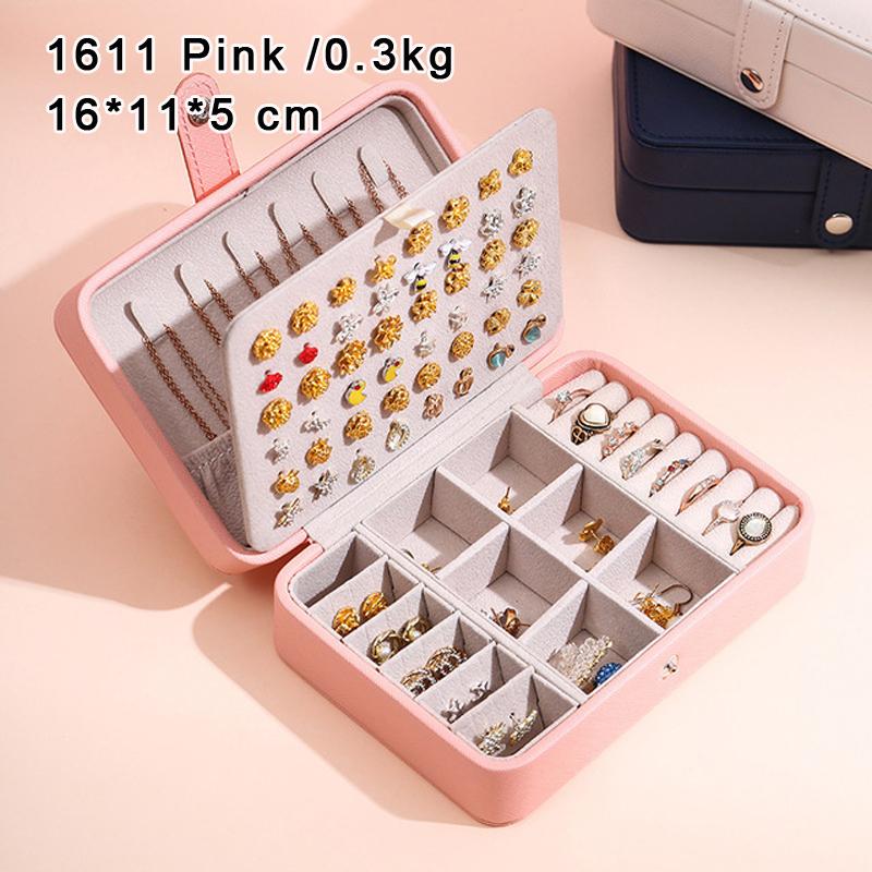 

Jewelry Pouches, Bags 1611 Pink Small Travel Storage Box Girl Portable PU Leather Earrings Ring Necklace Jewellery Case Organizer