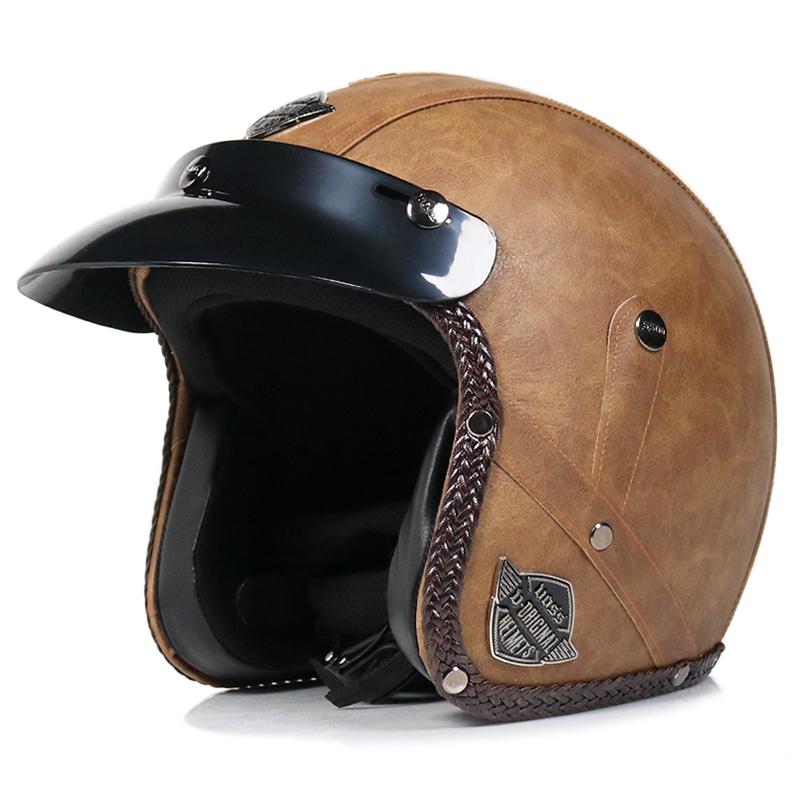 

Motorcycle Helmets Helmet Men's And Women's Handmade Leather Locomotive 3 / 4 Half Four Seasons Electric, See chart
