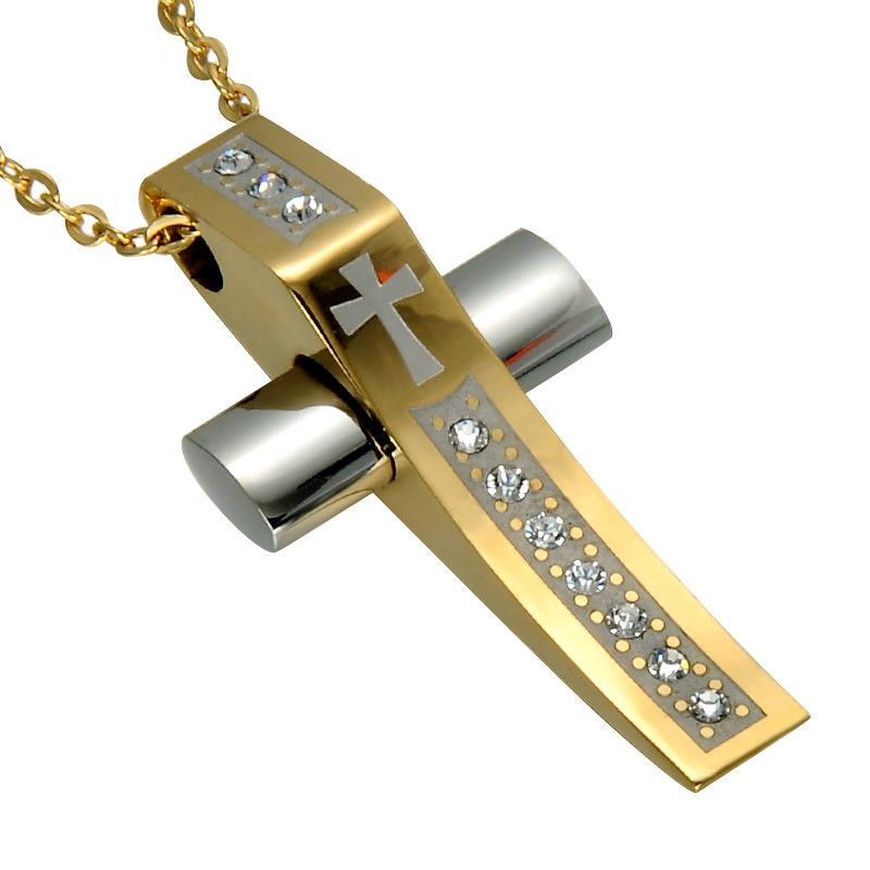 

Pendant Necklaces 10 Pieces Wholesale Titanium Steel Radian Cross Pendants For Women Fashion Jewelry Gold Silver Color