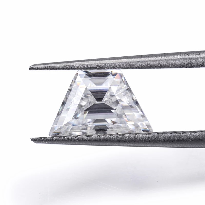 

LOTUSMAPLE trapezoid cut 0.2CT - 0.6CT lab grown moissanite loose diamond real D color FL clarity test positive for side stone each one equal to 0.5CT or more give paper work
