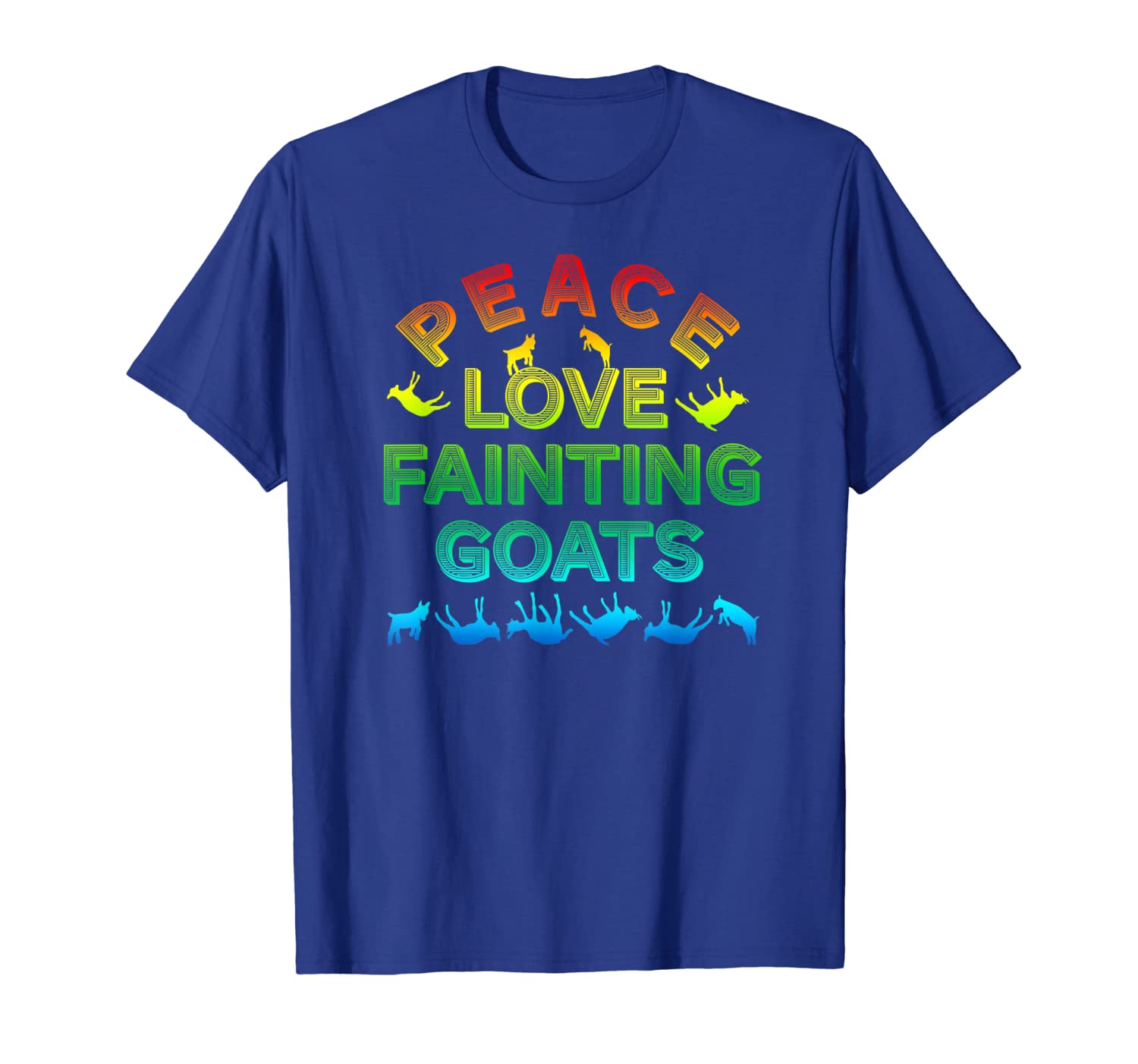 

peace love fainting goats funny gift t-shirt rainbow colors, White;black