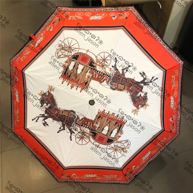 

Fashion Elegant Umbrellas Hipster Automatic Folding Designer Umbrellas Top Quality Outdoor Travel Luxury Multifunction Sun Umbrellas, As pic;with box
