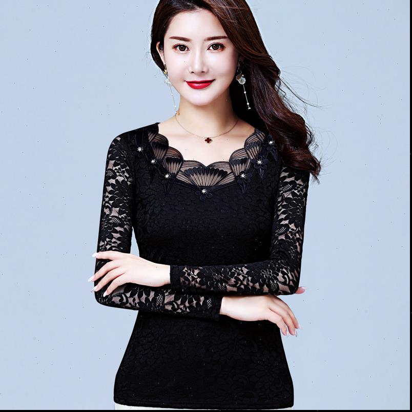 

spring autumn style slim lace womens shirts casual long sleeve o neck embroidery blusas dd8200, White