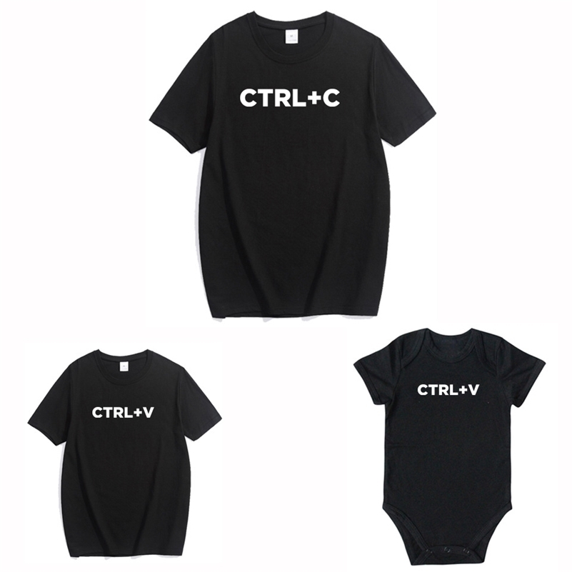 

Matching Outfits Look Father Son T Shirt Child CTRL+C CTRL+V Mommy and Me Shirts Family Clothes Tops 210417, Blue