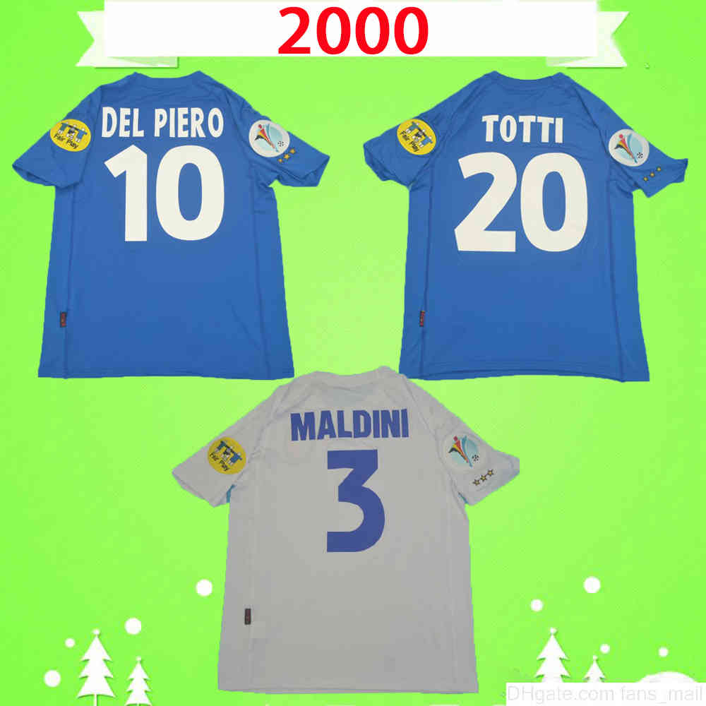 

Italy 2000 Retro soccer jerseys Classic football shirt uniform Vintage uniforms F.INZAGHI DEL PIERO TOTTI VIERI MALDINI NESTA Maglietta da calcio, Black;yellow