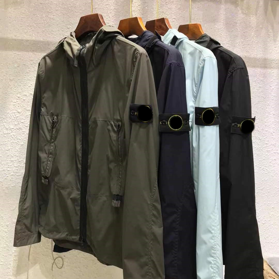 

2021 brand men Turn-Down Collar Windbreaker Zipper Patchwork Jackets Stone Running Sports Hoody Jogger Casual Island Coat SIZE M-XXL, Black;brown