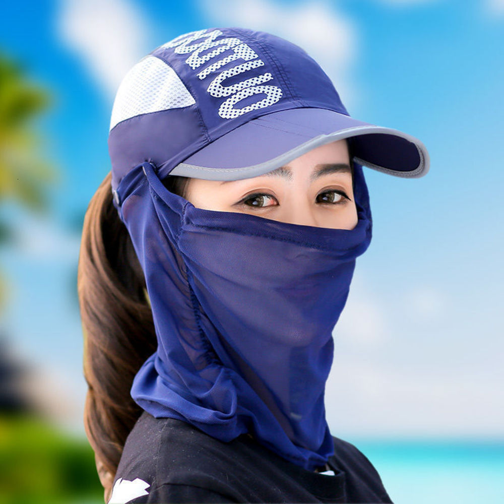 

Sun hat Foldable sun hat female summer sunshade sunscreen cycling outdoor fishing ultraviolet veil detachable baseball cap male, Blue;gray