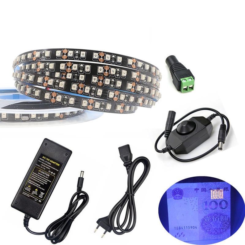 

Strips DC 12V UV LED Waterproof Flexible Strip Light+Dimmer Power SMD 3528 60/120 Leds/m Ultraviolet Ribbon Purple Tape Long Life Lamp