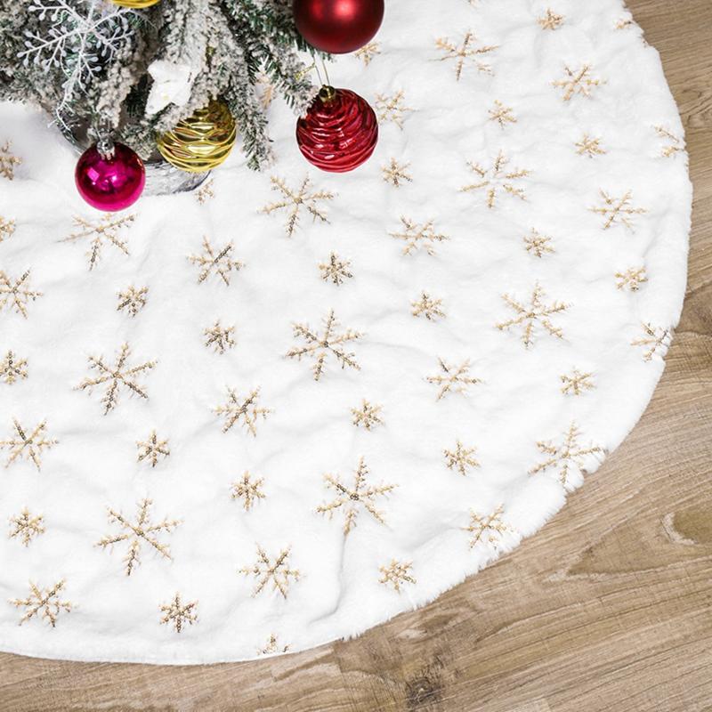 

Christmas Decorations White Tree Skirt Thick Polyester Xmas Merry Decoration Ornament Year For Home Scene Layout Decor