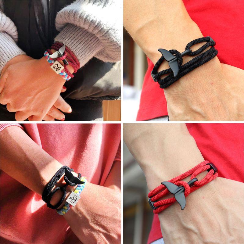 

Bangle 2021 Summer Handmade Whale Tail Viking Rope String Bracelet Beach Surfing Paracord Wristband Fashion Jewelry Unisex C1FC