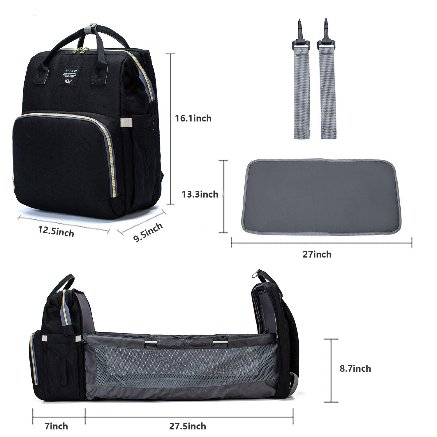 

Lequeen Diaper Bag for Baby Care Kits Bed Backpack Multifunctional Outdoor Nursing Bags with Hooks Maternity Nappy Stroller Bags 201119