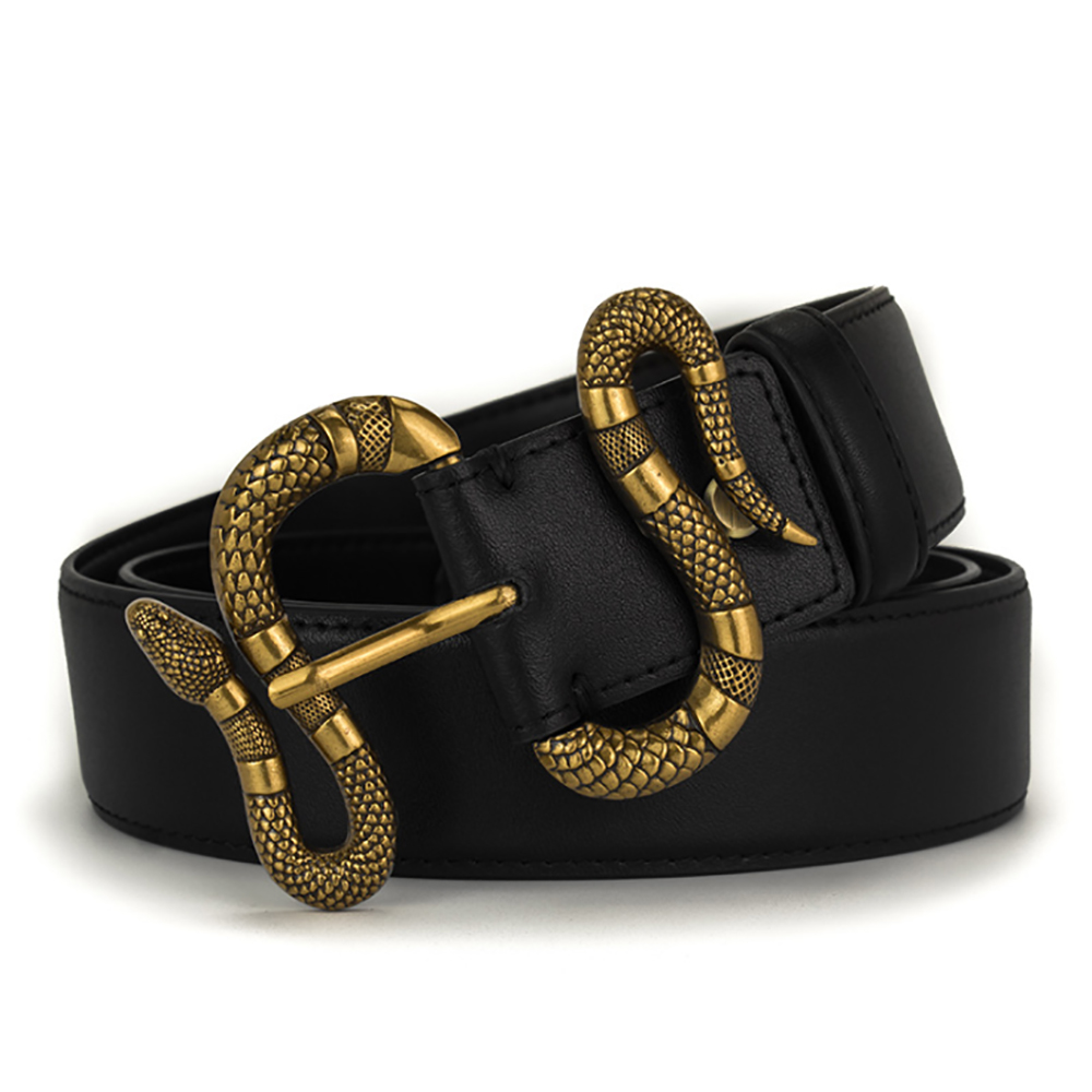 

Men Designers Belts Luxury Vintage Designer Belt Snake Buckle Men High Quality Women Genuine Real Leather Dress Strap Double, Black
