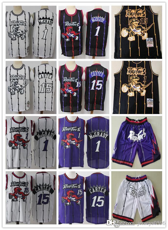 

Mens TorontoRaptorsjersey 15 VinceCarter1 TracyMcGrady Basketball Shorts Jerseys purple white Black Gold red, Black;red