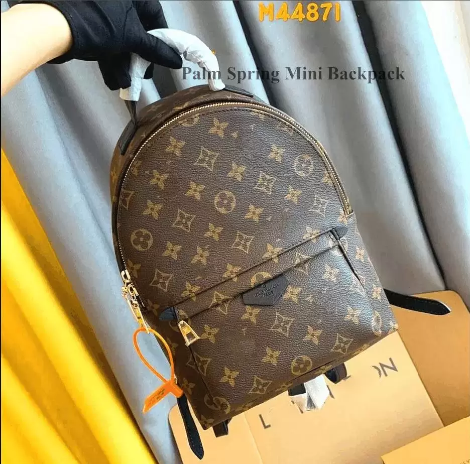

New High Quality Arrival PU Leather Backpack Bag Women's Backpacks Designer Backpacks Bags Fashion Casual Women Small Back pack PALM SPRINGS Style, M4 black grid