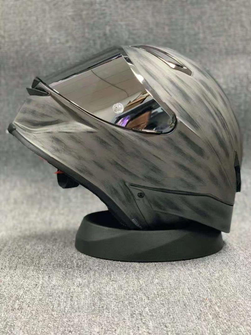 

Motorcycle Helmets Dark Night Silver Winter Season Helmet Single Lens Racing Full Face Safety Casco, A helmet