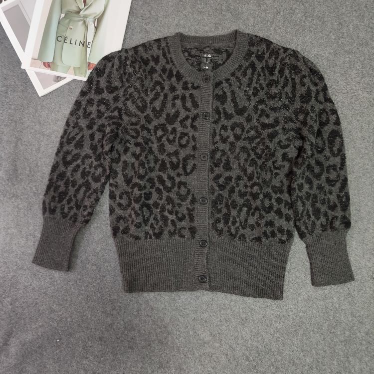 

hoodies t shirt d's cashmere leopard knit cardigan in autumn, Black