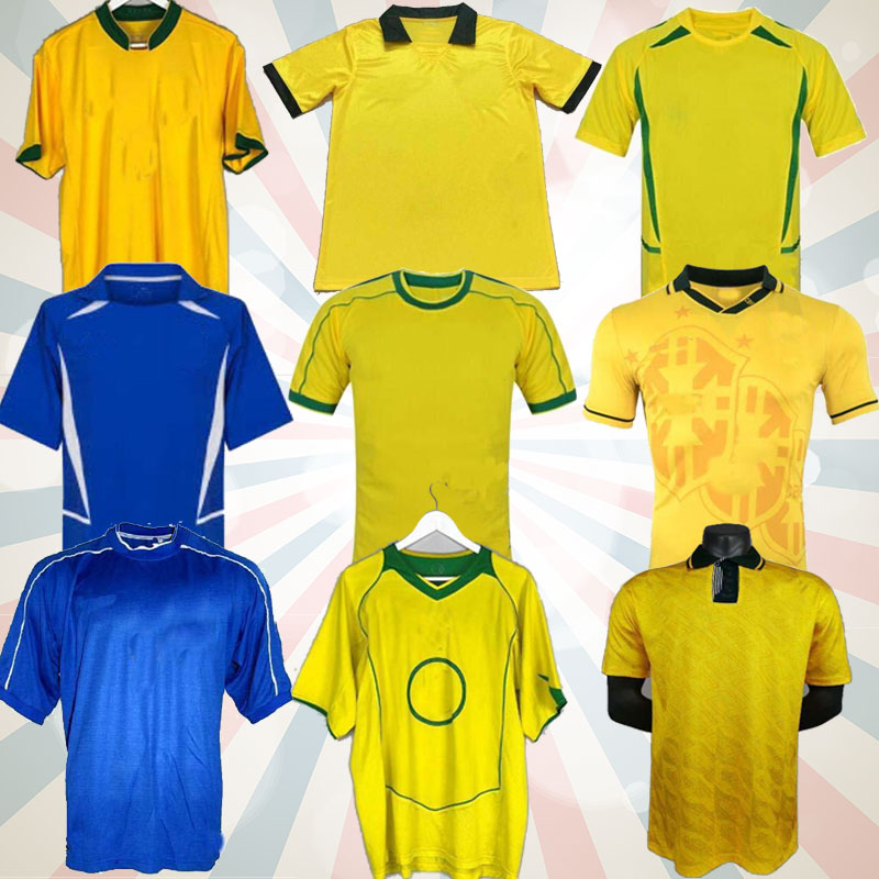 

Retro jerseys braSil soccer 1994 1998 2002 Rivaldo / R. Carlos brasil football Jerseys shirt, 2000 home