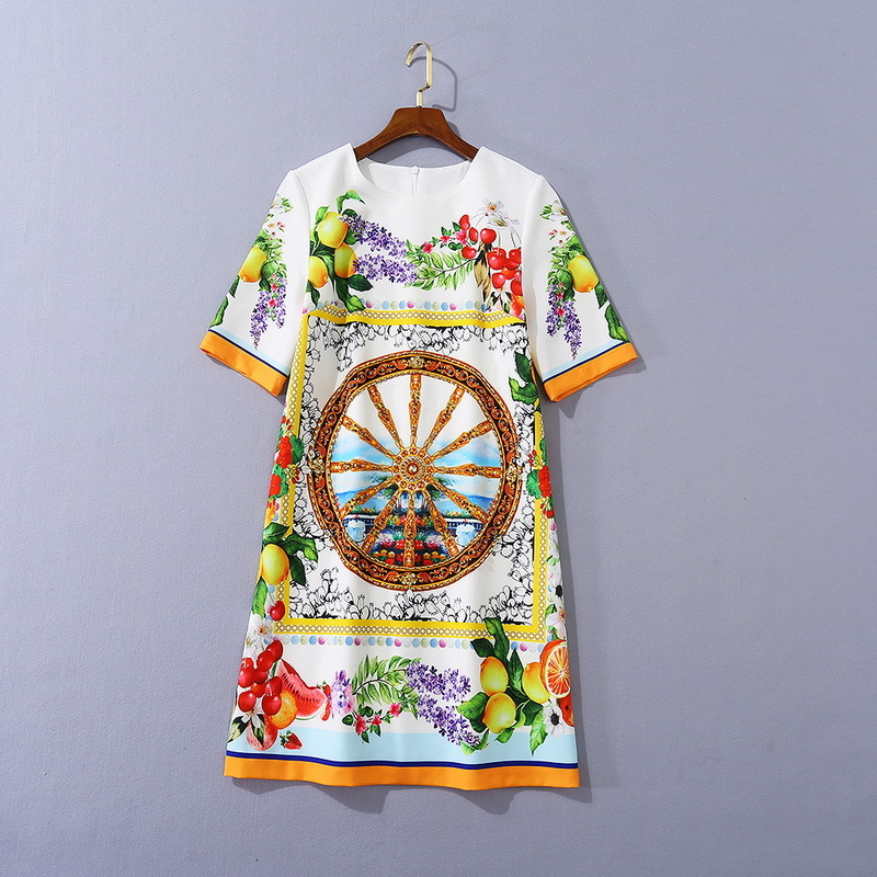 

Casual Dresses European and American women' clothing autumn style Short - sleeved wheel printed nail beads Fashionable dress O29X, Black