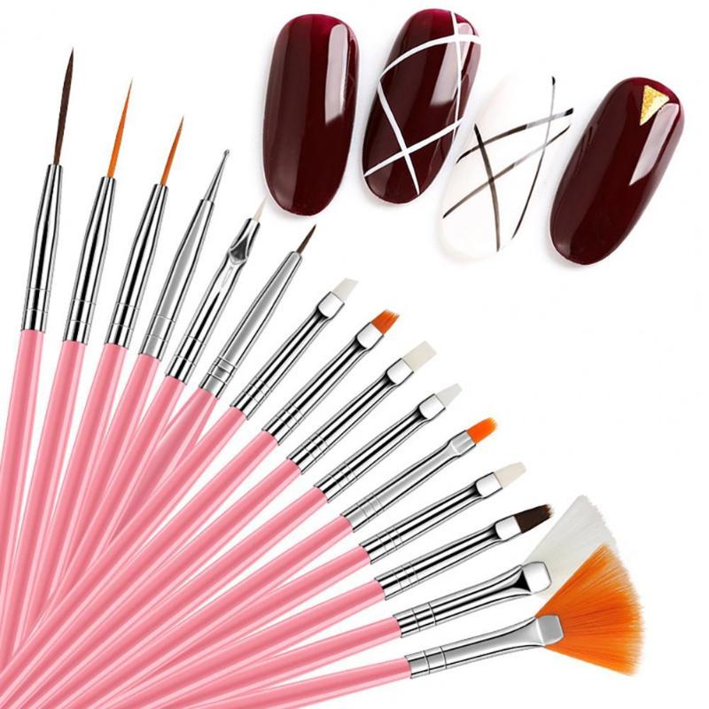 

Nail Art Kits 15Pcs/Set UV Gel Brush Liner Painting Pen Acrylic Drawing For Nails Gradient Rhinestone Handle Manicure Tool