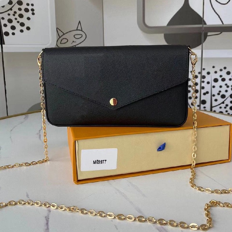 

Top quality 3 piece suit Women Leather handbag Evening Bag flower Luxury Designer POCHETTE FeLICIE Shoulder checkers Key Pouch bags for with strap chain Coin Purse, No product extra shipping