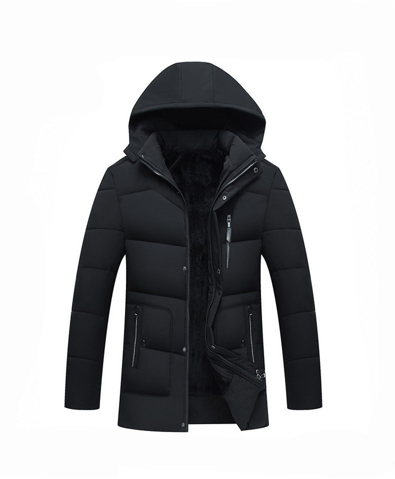 

Men's & Parkas Men Hooded Designer Down Jackets Winter Cotton Padded Outerwear Middle Aged Mens Jacket Males Apparel, Black