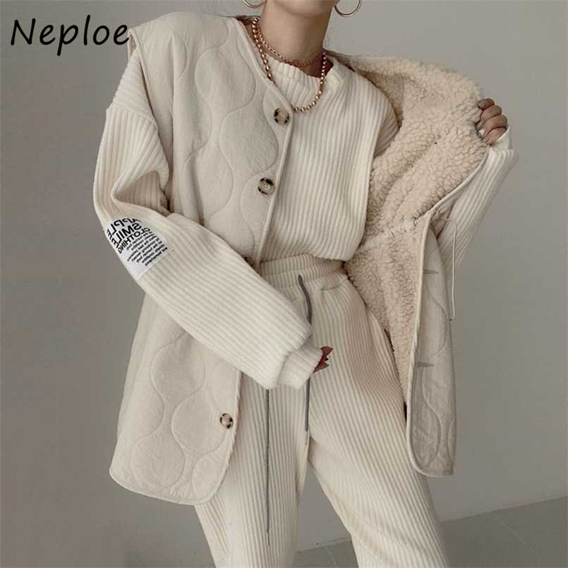 

Neploe Fashion Versatile Women Pant Sets Letter Printed Long-sleeve Knit Tops + Drawstring Quilted Vest Jacket Female Two-piece 211109, Black vest