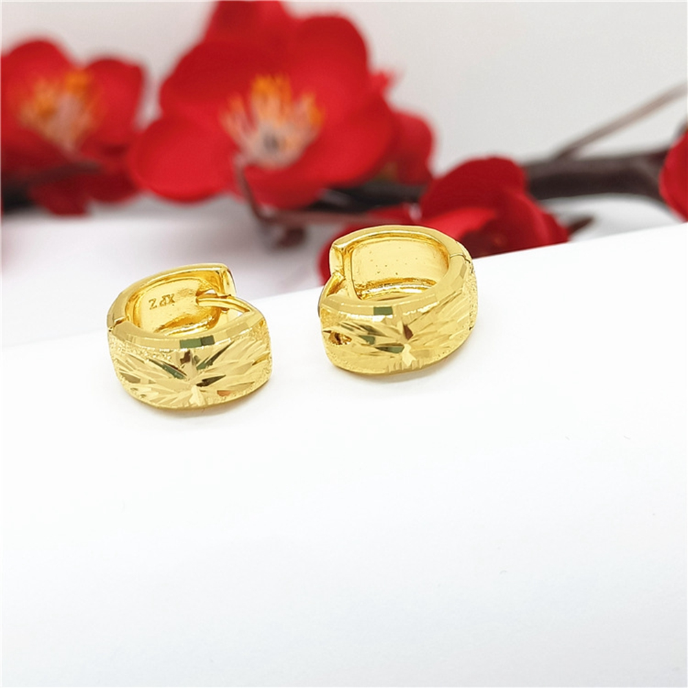 6mm Thick Huggie Hoop Earrings 18k Yellow Gold Filled Fashion Women Gift-image-725460701
