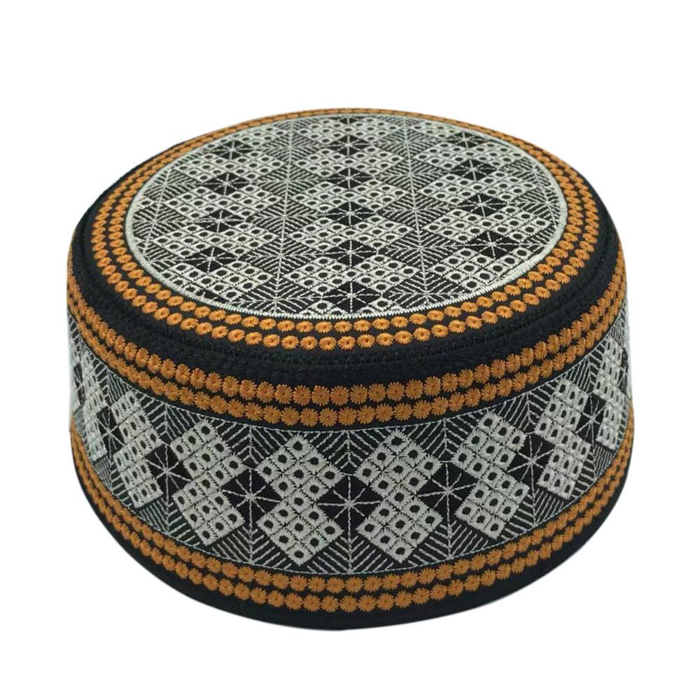 

New Prayer Hats Cotton Embroidery Islamism Muslim hat Islam Arabic India Jewish Hat Saudi Arabia Hats for men Headscarf Clothing, 55cm