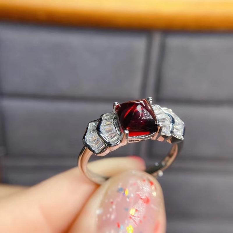 

Elegant Temperament Garnet Ring 925 Sterling Silver Fine Jewelry Natural And Real Cluster Rings