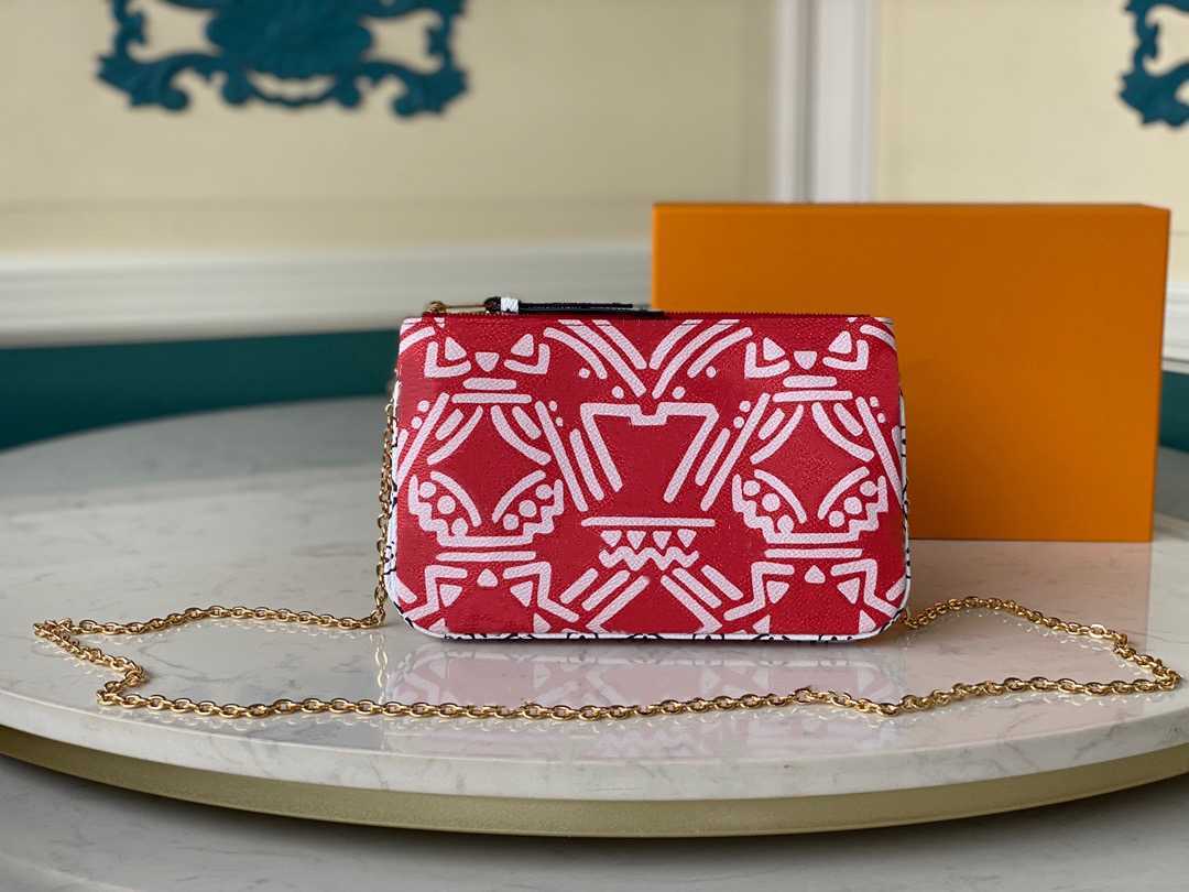 

Handbag Women Luxurys Designers Bags 2021 Crossbody Bag Quality Crafty Pochette Double Zip Purse Louisbags_18 Multi Pochette High Quality Purse, Red