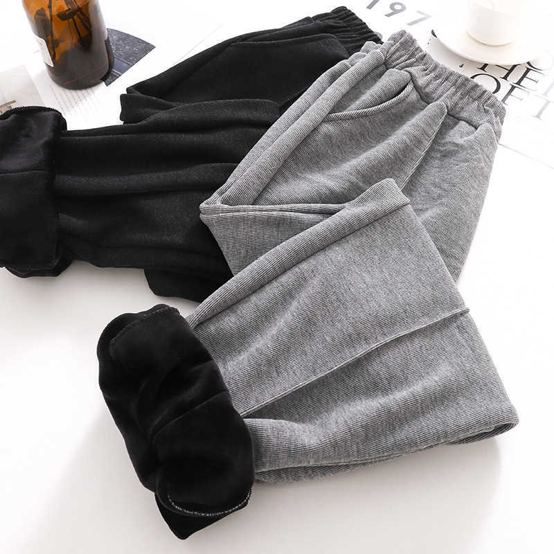 

Sports Pants Women's Autumn Winter Loose Harren Fleece Leggings Casual Elastic Waist 210607, Grey