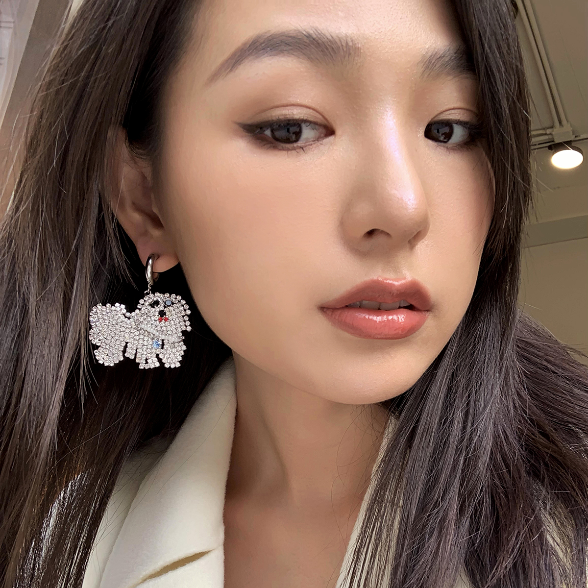 Original Design Cute Dog Earrings 2021 New Chandelier Winter Exaggerated Personality Fashion Female Trend Jewelry Accessories-image-745813624