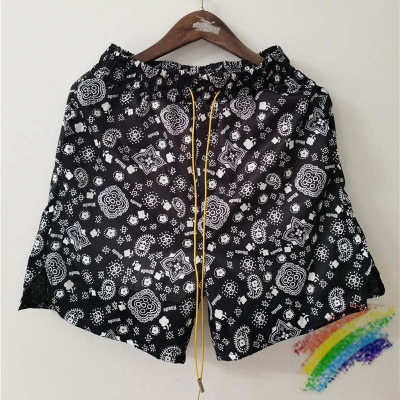 

Floral Shorts Men Women 1 High Quality Summer Oversize Breechcloth Yellow Drawstring Zipper, Black