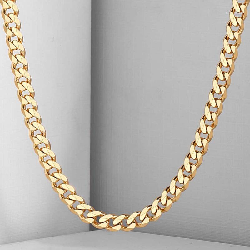 

4.5mm Womens Mens Chain Yellow Gold Filled Necklace Cut Curb Cuban Link GN438 Chains