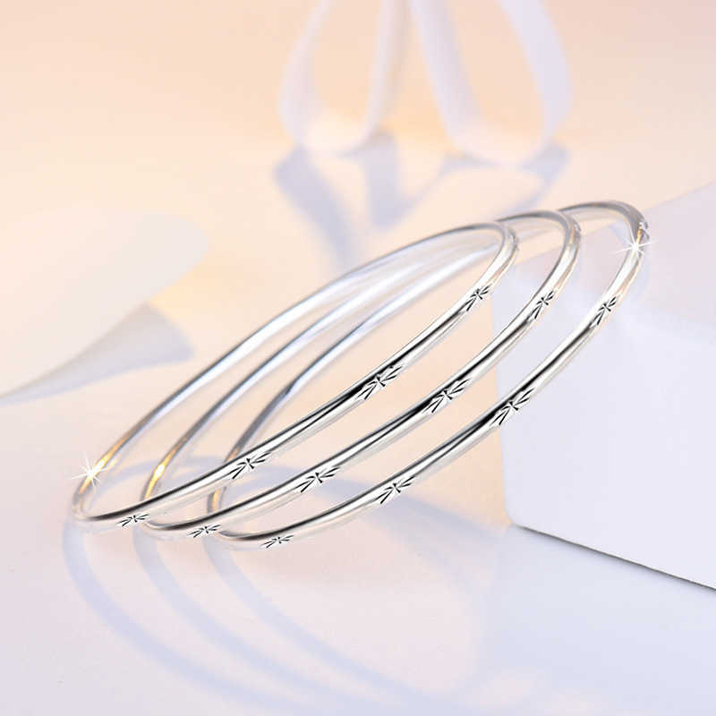 

925 Silver Plated 3pcs/set Bangles Star Design Bracelets Fashion Jewelry For Women