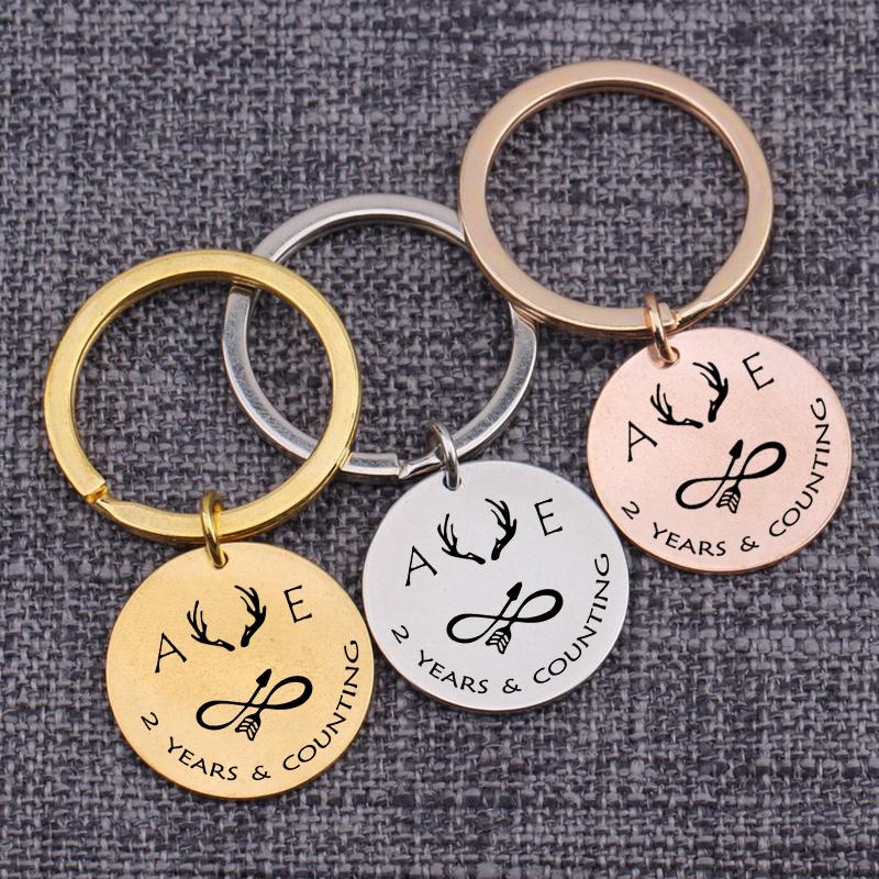 

Keychains Memorized Day Gifts Key Tag Anniversiry Specialised Date Name Letter Keychain For Husband Wife Lover Couple Engraved Ring