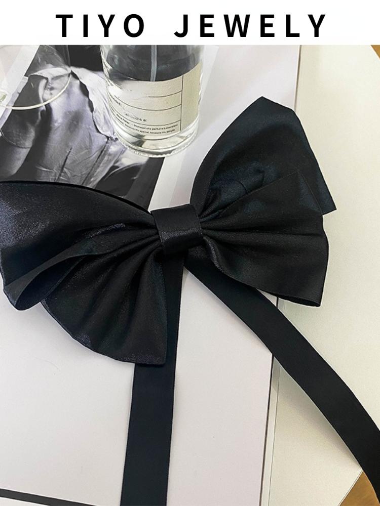 

Hair Clips & Barrettes Elegant Women Big Black Bowknot Claw Size Makeup Styling Clip For Girl Accessories, Golden;silver