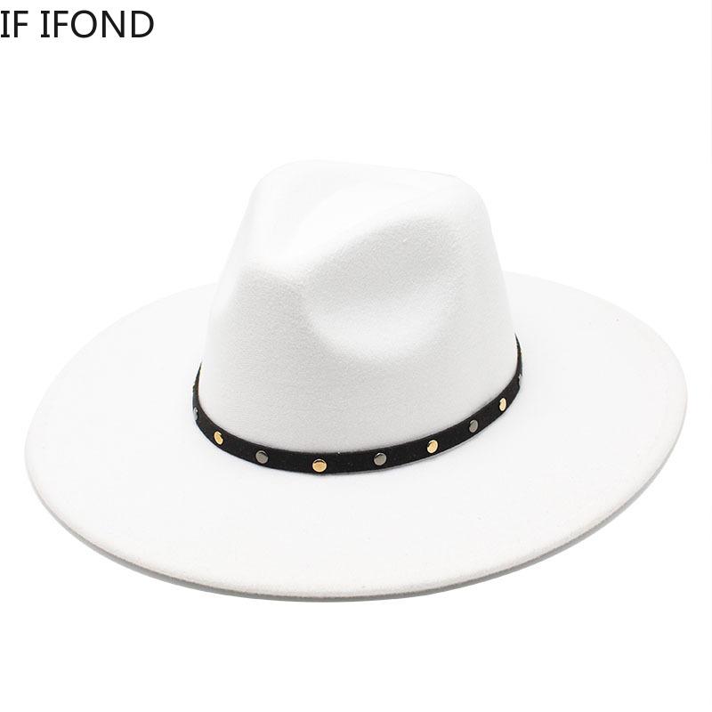

Wide Brim Hats Big 9.5cm Women's Hat With Chain Decor Classic Jazz Men Felt Fedoras Casual Formal Dress, Blue;gray