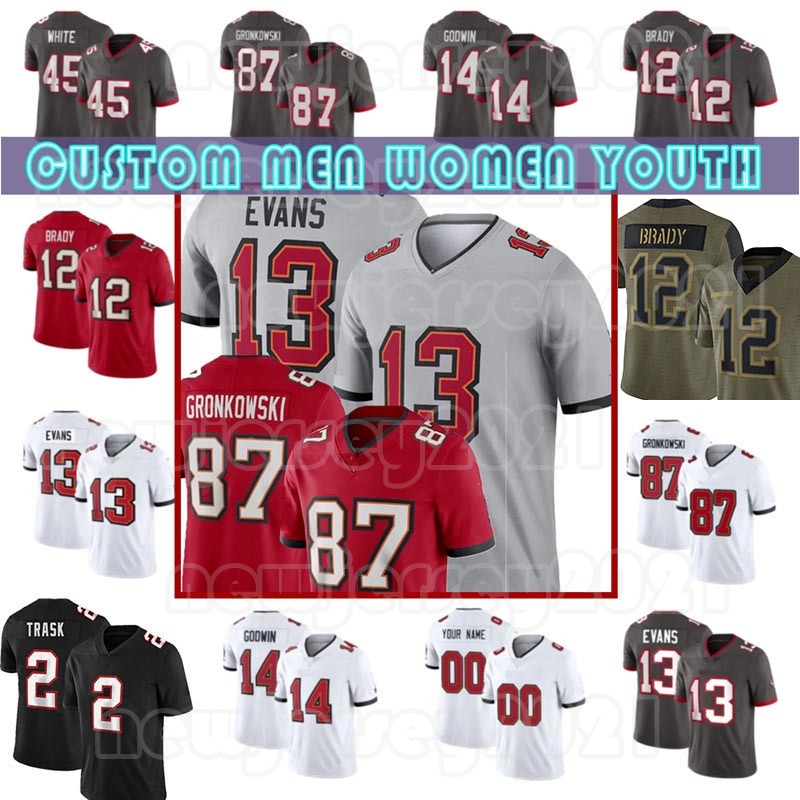 

87 Rob Gronkowski Tom Brady Rob Gronkowski Football Jersey Chris Godwin Evans Kyle Trask Devin White Chris Godwin Custom Leonard Fourn Ronald Jones II Mike Alstott, Custom mens(h d)