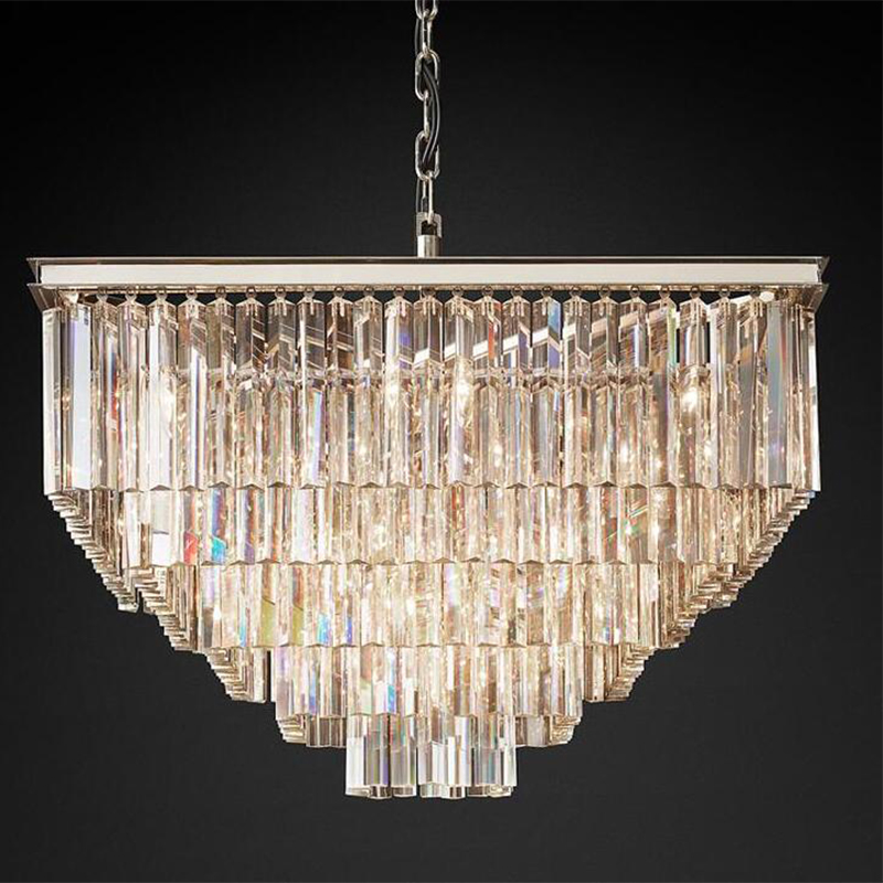 

Creative Modern Wrought Iron Square Crystal Pendant Lamps Chandelier Nordic Lights For Villa Hotel Living Room Restaurant Dining Room Cafe