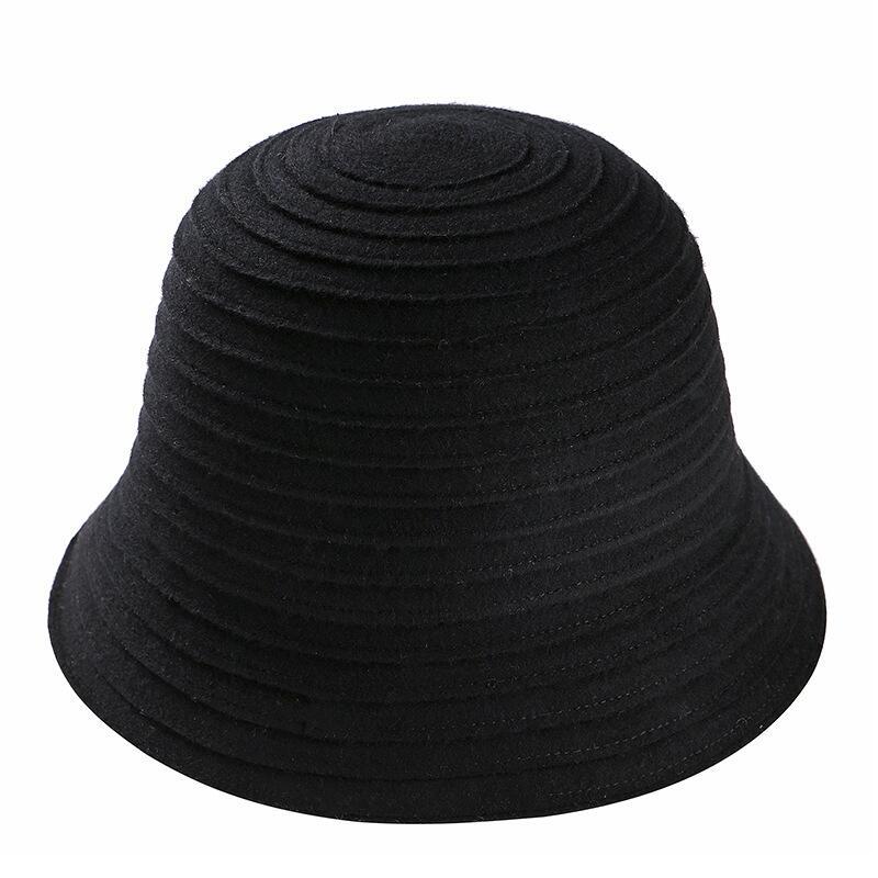

Berets Women 100% Wool Fedora Hats Autumn Winter Fashion Stripe Patchwork Felt Hat Bowler Cap Sombrero Mujer M63B