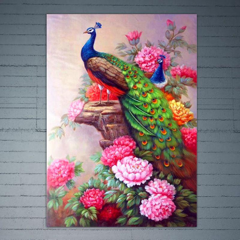 

Diamond Painting Peacock DIY 5D Full Drill Embroidery Cross Stitch Kit Rhinestone Home Decor Craft