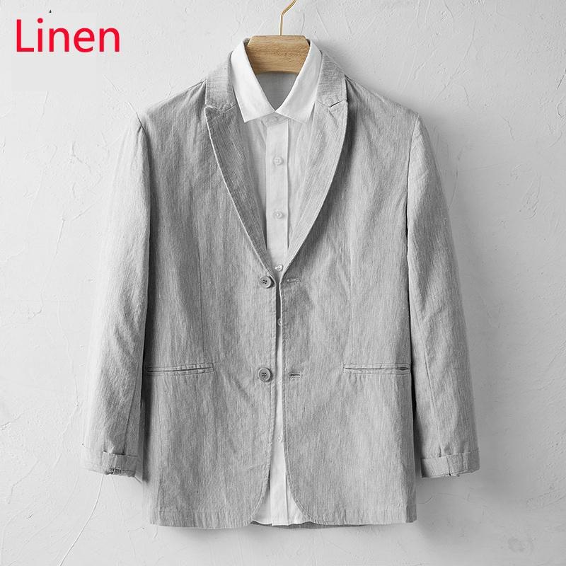 

Men's Suits & Blazers Arrival Fashion High Quality Spring And Autumn Linen Cotton Men Coat Casual Suit Single Breasted Size  L XL 2XL 3XL